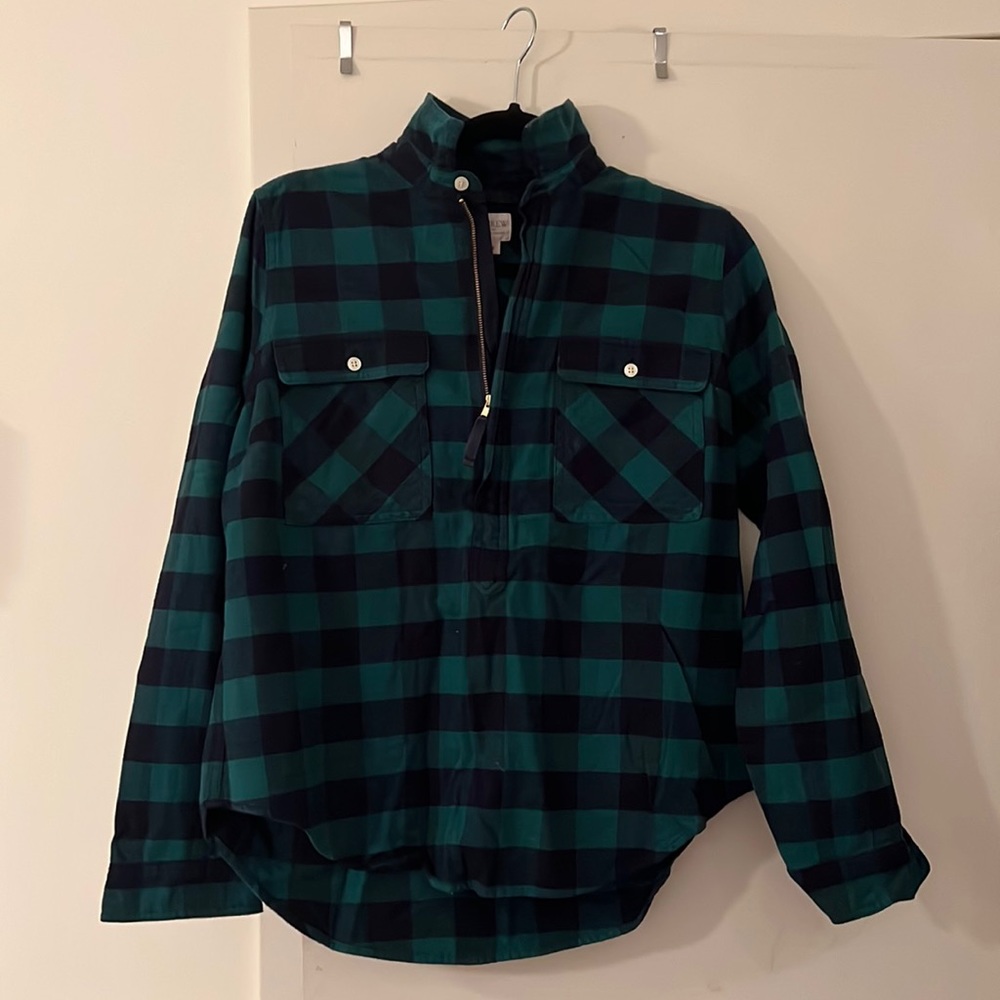 J.Crew Factory Plaid Flannel Quarter Zip Size M
